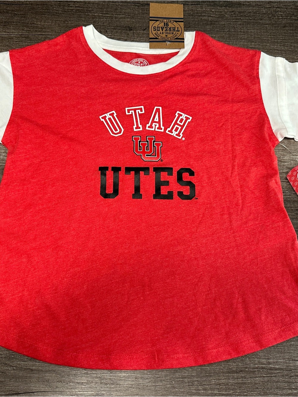 Utah Utes Kids Red & White Short Sleeve Tee